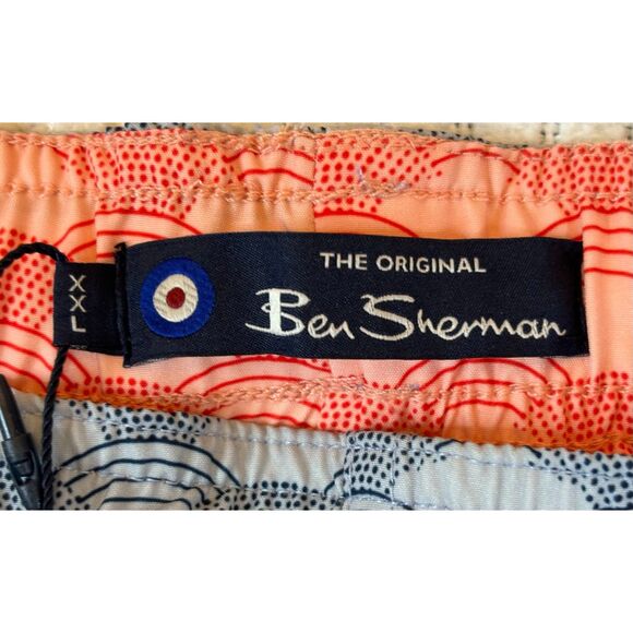 NWT BEN SHERMAN Classic Fit Wave Print Swim Trunks Blue Swimsuit Shorts Size XXL - Picture 8 of 11